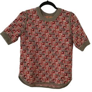 Tory Burch Runway Sweater Chunky Knit Neutral Pullover Size Small